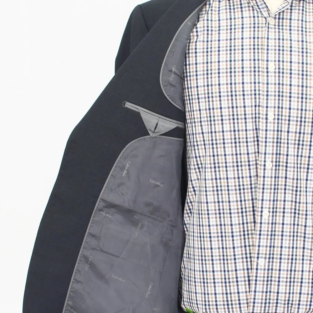 Calvin Klein 44R Gray Blazer Sport Coat Jacket 2-Button Solid Y288_9